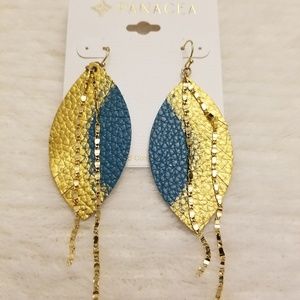 Panacea Leather Gold Dip Earrings
